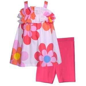 NEW Bonnie Jean Girls Size 2T-6X Pink Flower-Pop Top Short Set
